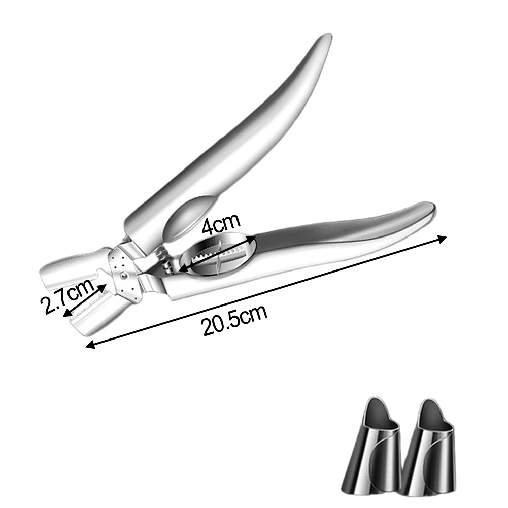 

Heavy Duty Chestnut Open Clip Nut Cracker Tool with Serrated Edge Cross Blade Auto Rebound Spring and Comfortable Non Slip Grip