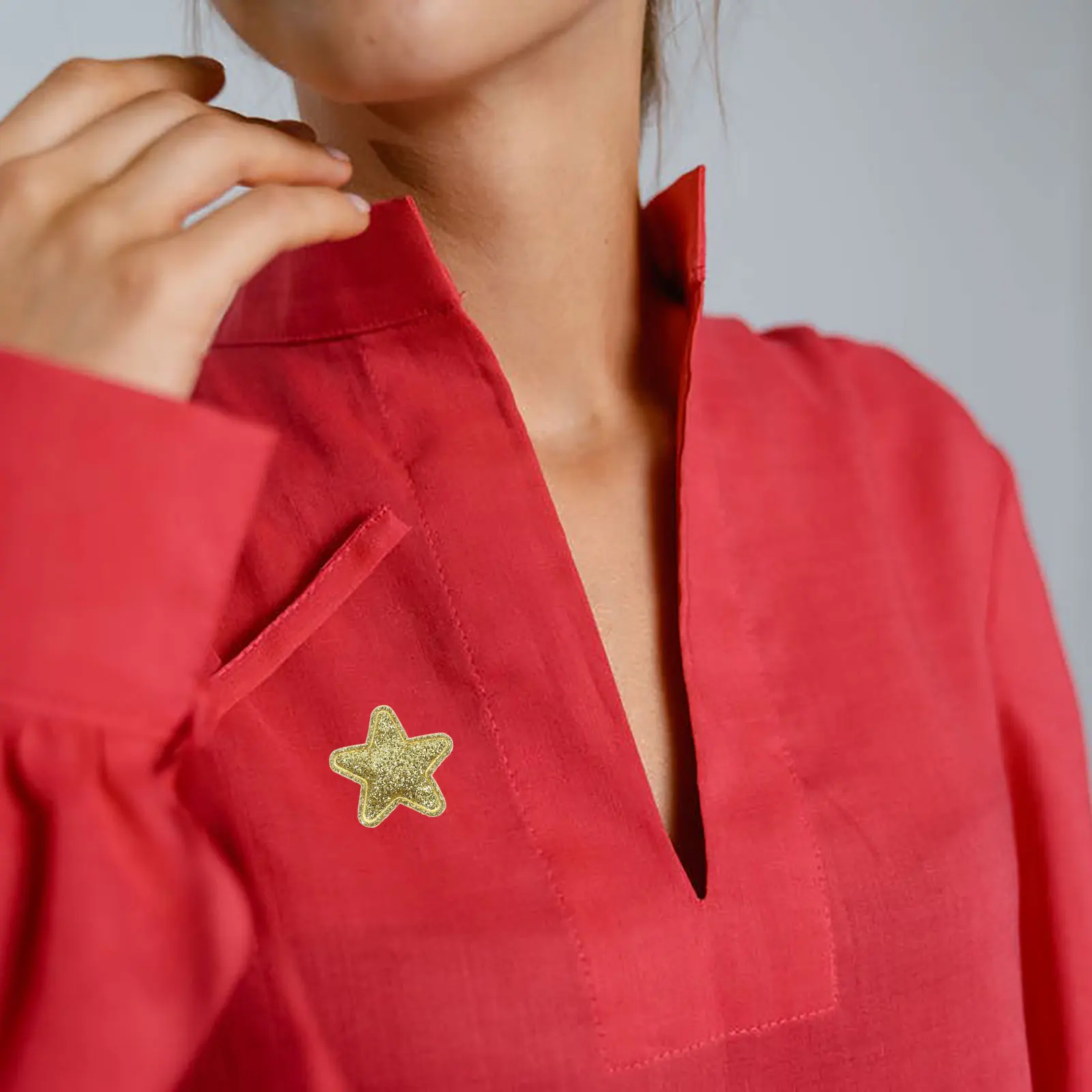

100pcs Star Patches Bright Colored Christmas Decor DIY Applique Star Cloth Applique Golden Sticker Sewing Fabric