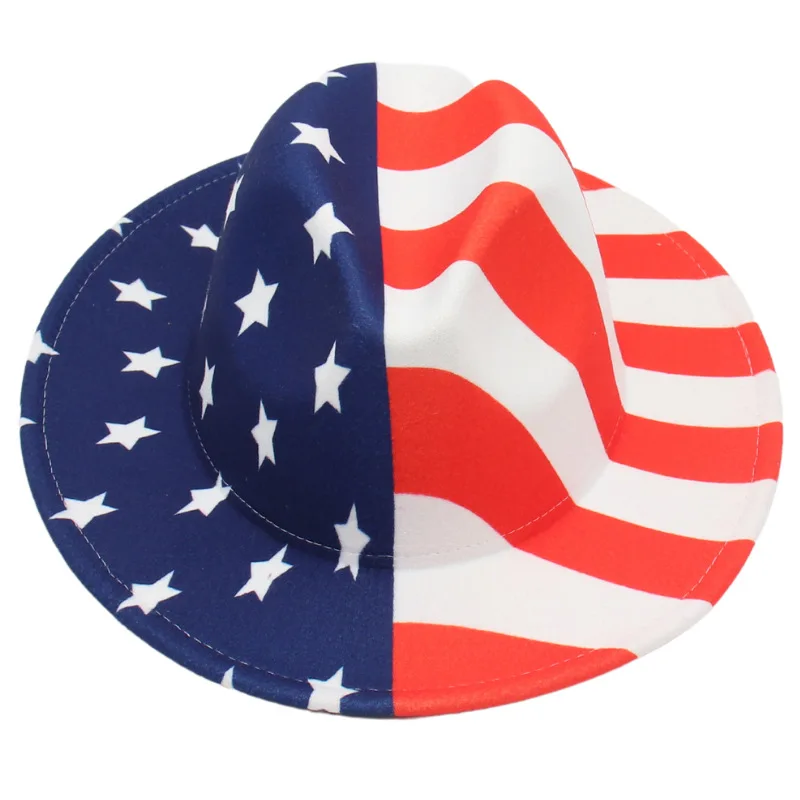 

Hot American Flag Cowboy Hat Panama Sailor Dance Independence Day Usa Cross-border Stars And Stripes Pattern