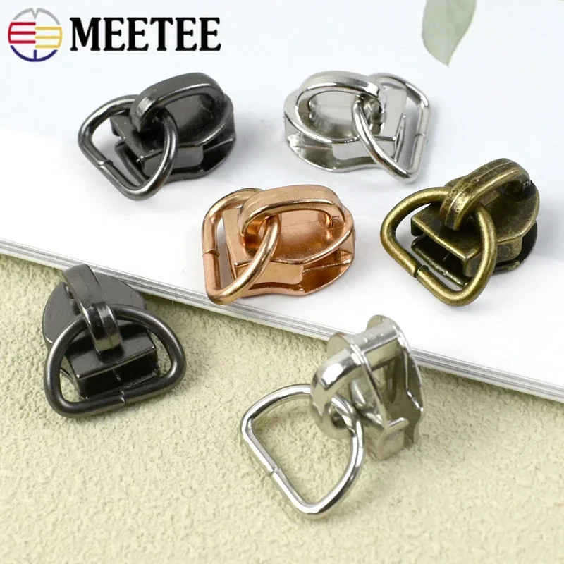 10-50Pcs Meetee 5# Zipper Puller Nylon Zip Tape Suitcase Zippers Slider Bag Clothes Sewing Zips Head Pulls Headparts Accessories