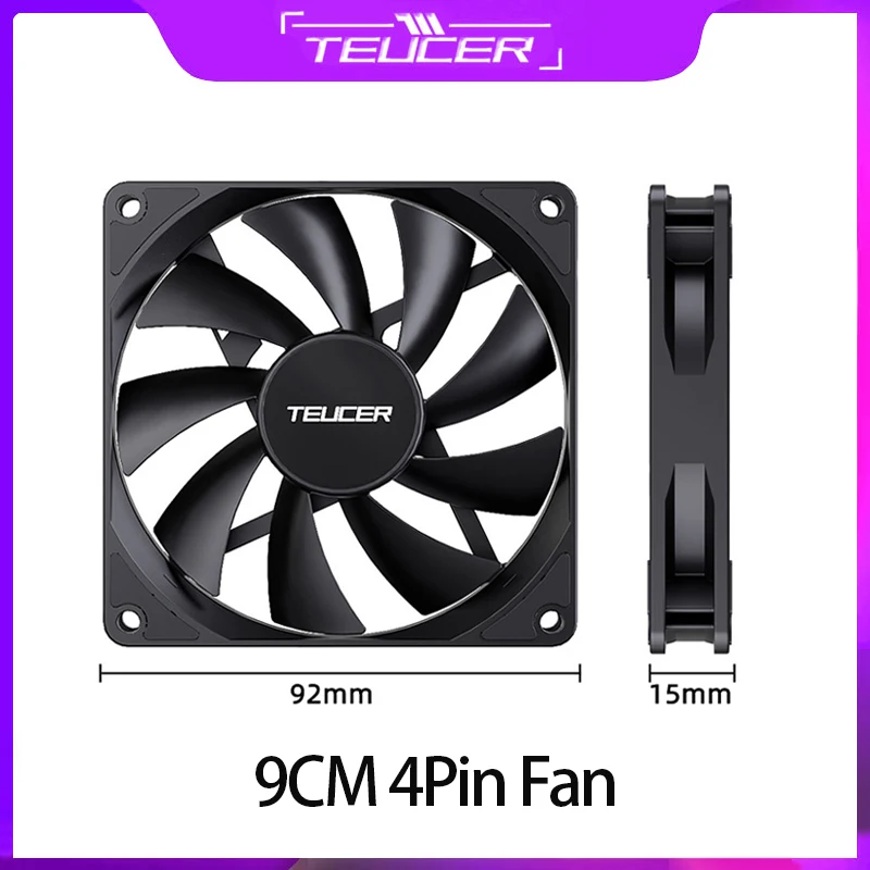 TEUCER UT-9015 9CM 4Pin PWM Ultra Thin Chassis Fan 1000-2700rpm PC Case Cooling Fan