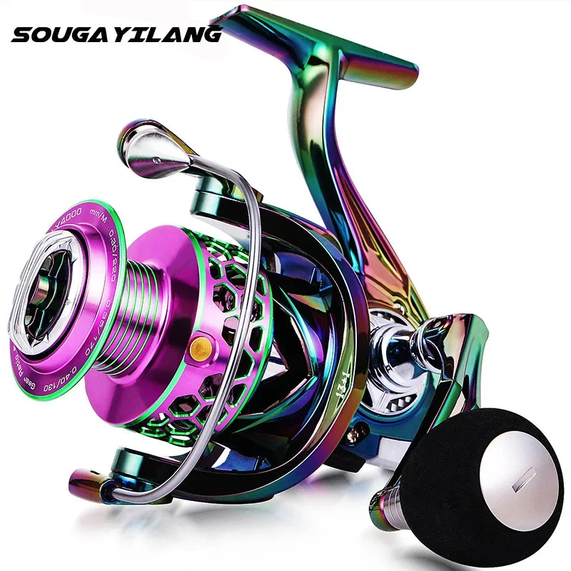 

Fishing Reel Colorful Aluminum Spool Ultra Smooth Light Weight Spinning Reel 13+1 BB for Carp Bass Trout Fishing