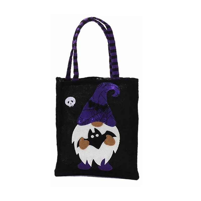 97QC Halloween Candy Bag Linen Pumpkin Witch Portable Gop Divorice Ducket for New Sheel Holiday Festival Party Gift