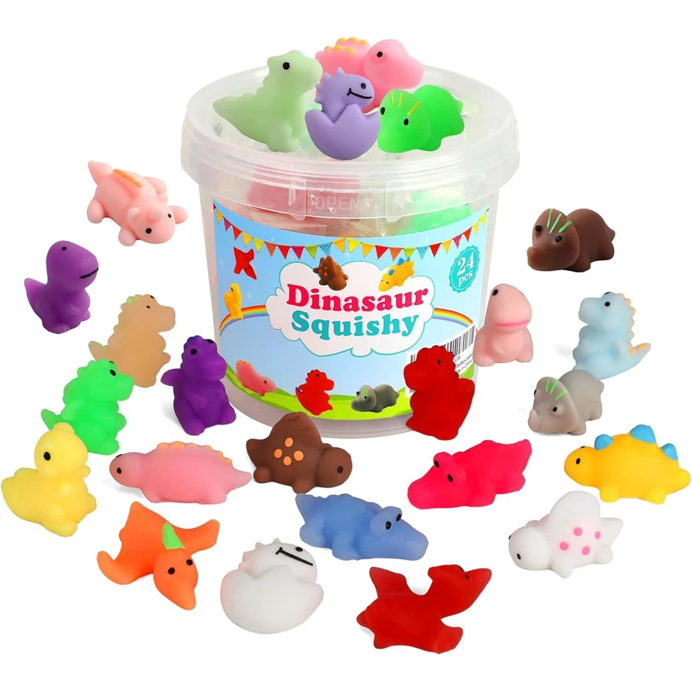 24 sztuk dla dzieci dziewczyny Mochi gniotki Kawaii Mini dinozaur Squishies Stress Relief zabawki lękowe prezenty upominki na przyjęcie