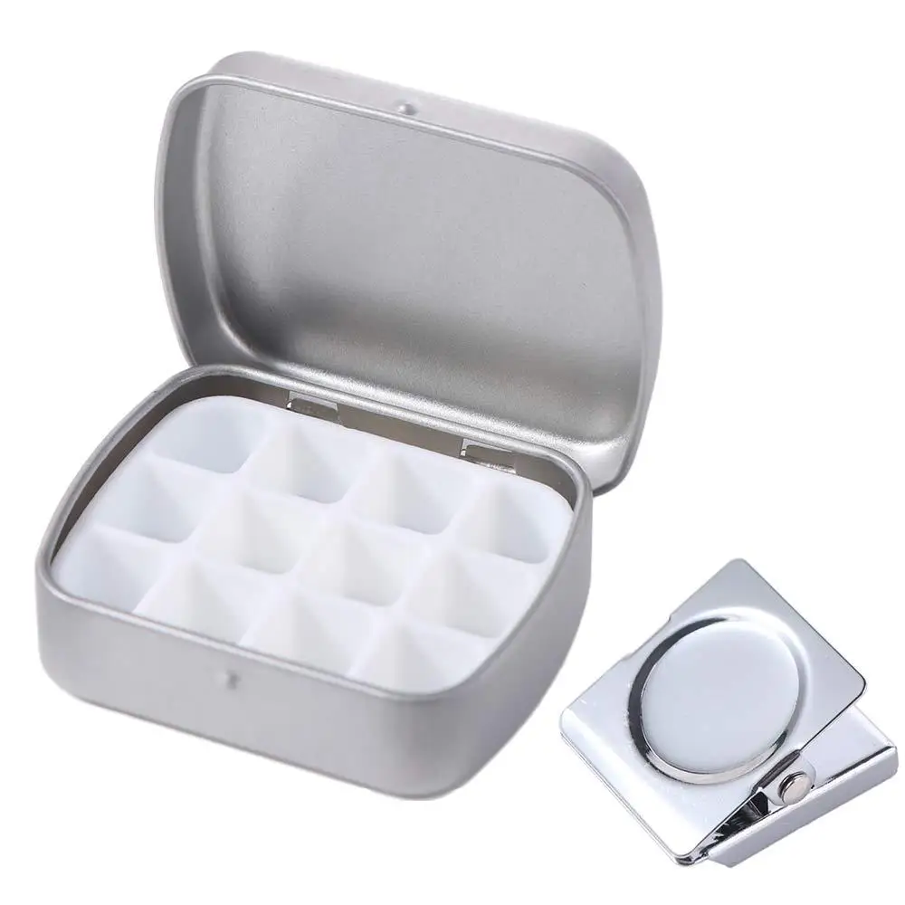 

Portable 12/24 Grids Watercolor Box Empty Travel Watercolor Paint Box Iron Outdoor Paint Pigment Box With Clip Art Accessories