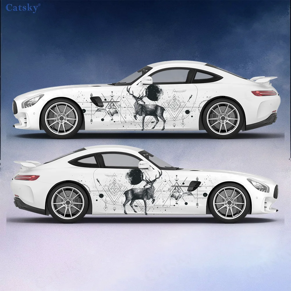 

Wolf Lion Tiger Cat Antelope Car Vinyl Wrap Decal Self-adhesive PVC Sticker Suitable for Trucks SUV Decoration Auto Accessories