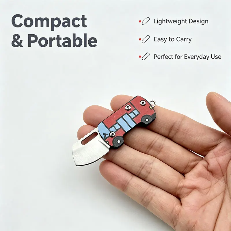 Car-shaped mini folding knife, pocket knife, portable for unpacking parcels and boxes, key pendant