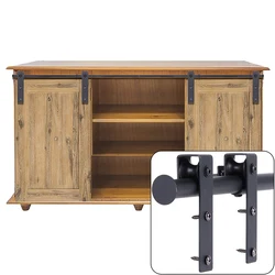 Mini Small Cabinet Sliding Barn Door Hardware Kit Door Black Roller Rails Closet Cupboard Storage Cabinet Kit Hanging Rail