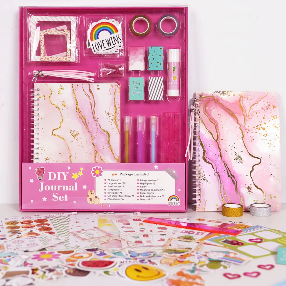 Children's Diary Sticker Set Teen Girls Birthday Gift Scrapbook Ledger Gift Set