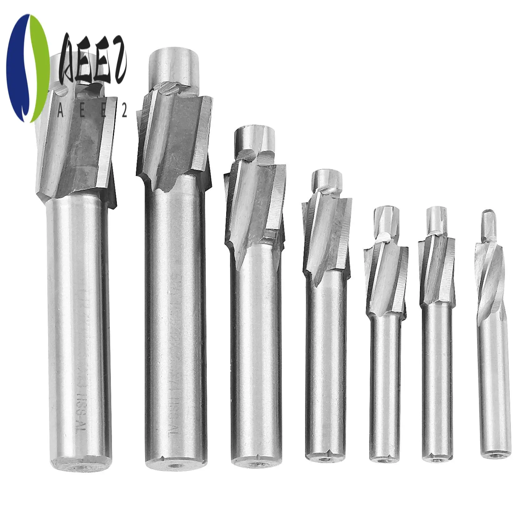 

AEE2-7 шт. M3-M12 Концевая фреза из высокоскоростной стали, пилотный долбежный инструмент, концевая фреза, набор сверл