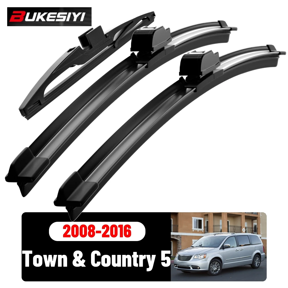 Front & Rear Wiper Blades Set For Chrysler Town & Country 5 2008-2016 2009 2010 Silent Windscreen Wipers Accessories 26