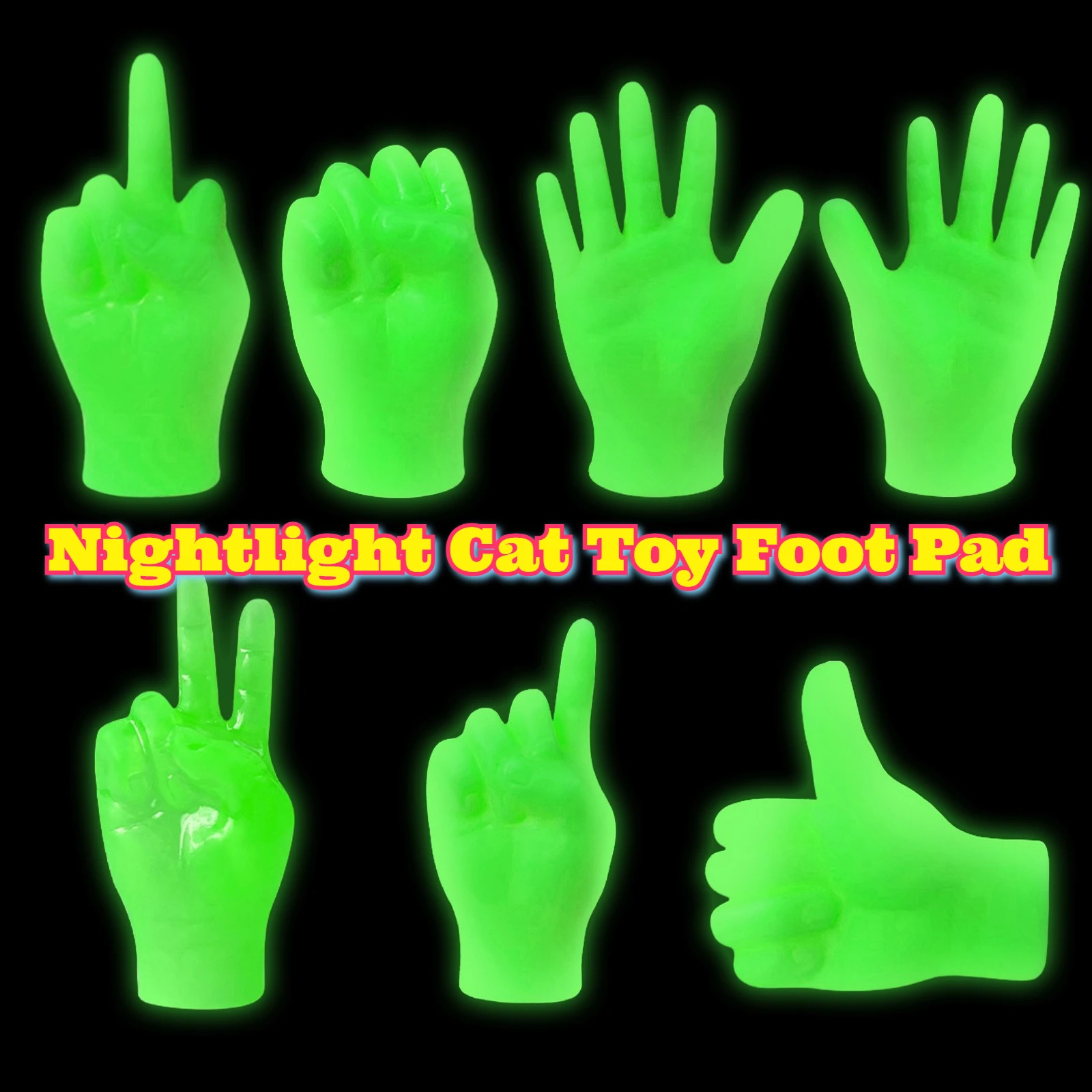 

Glow The Dark Cat Toys 7PCS Elastic Paw Glove Socks Set Interactive Kitten Play Training Grooming Fun Night Safe Pet Cat Gifts