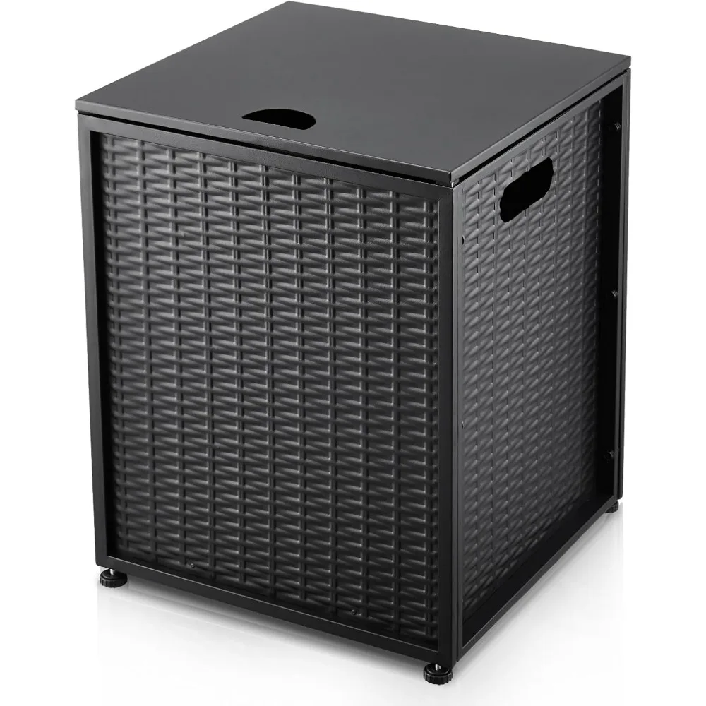 

Outdoor Propane Tank Cover - 20 lbs Tank Side Table with Storage, Dual Function for Gas Fire Pit, Grill, Griddle & Stoves