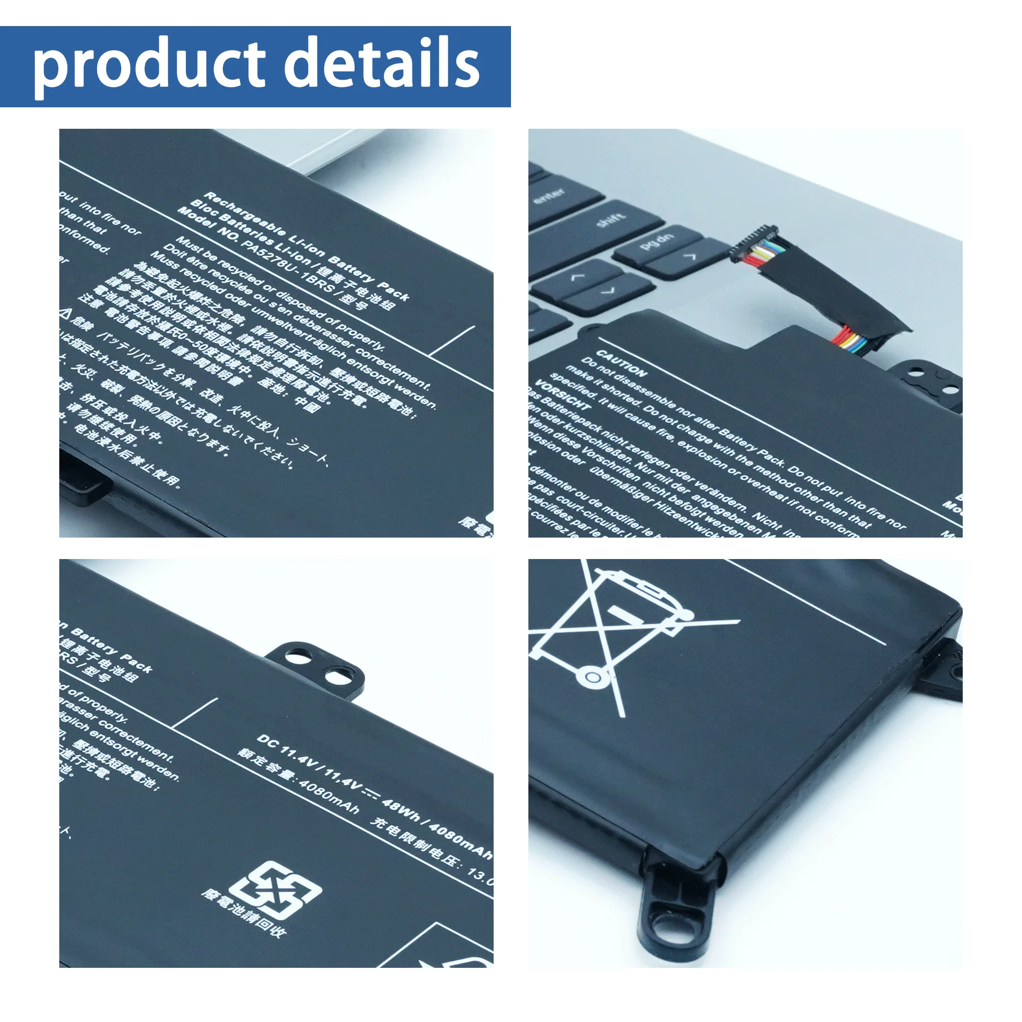 PA5278U-1BRS 48WH Laptop Battery for Toshiba Portégé X30-D-123 X30-E X30-F Tecra X40-D-11F X40-E X40-F X40-D-145 X40-D-14M