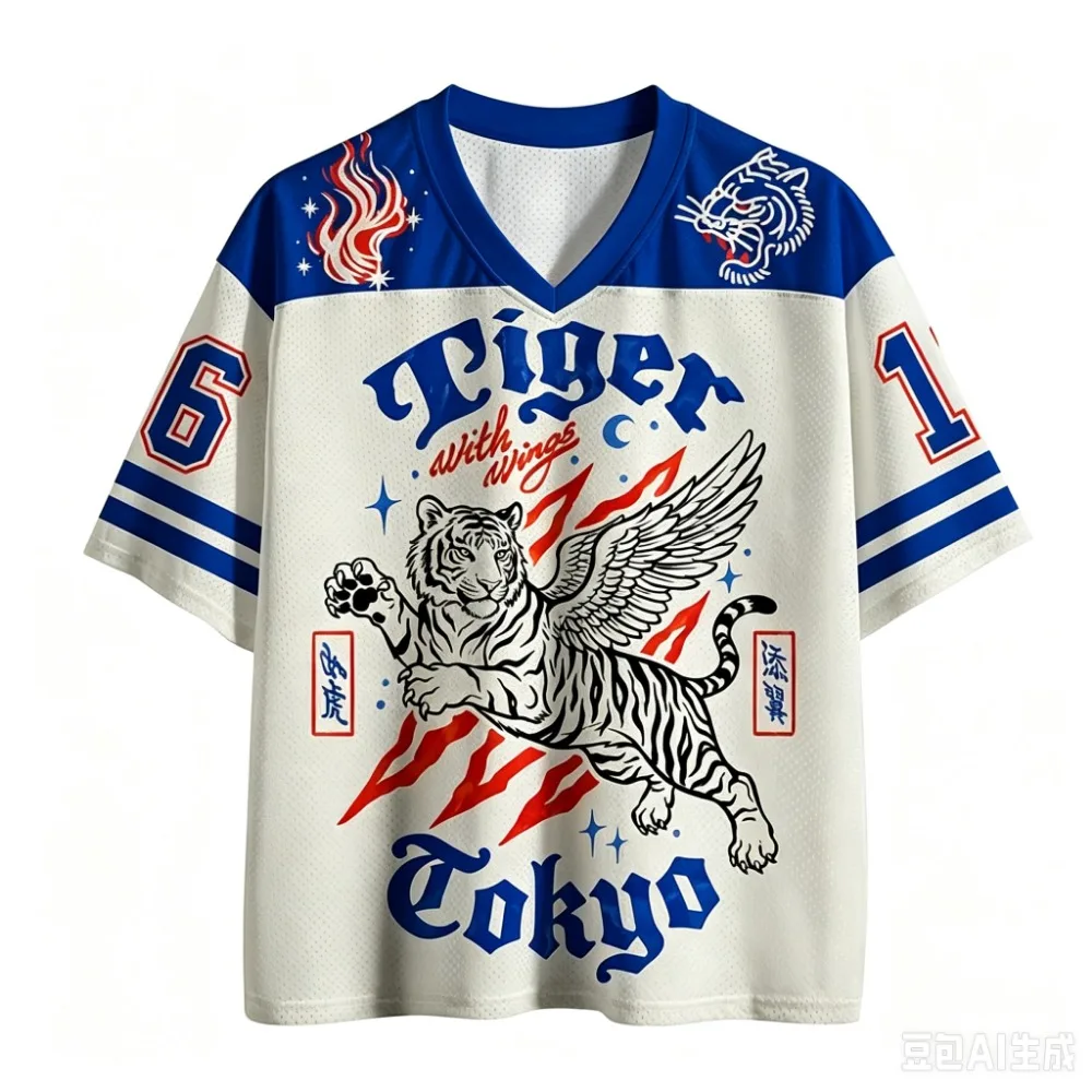 Flying Tigers Y2K Retro3D Printed Men Sport V-neck T-shirt Outdoor Street Casual Fashion Quick-drying Breatha Parent-child Cloth