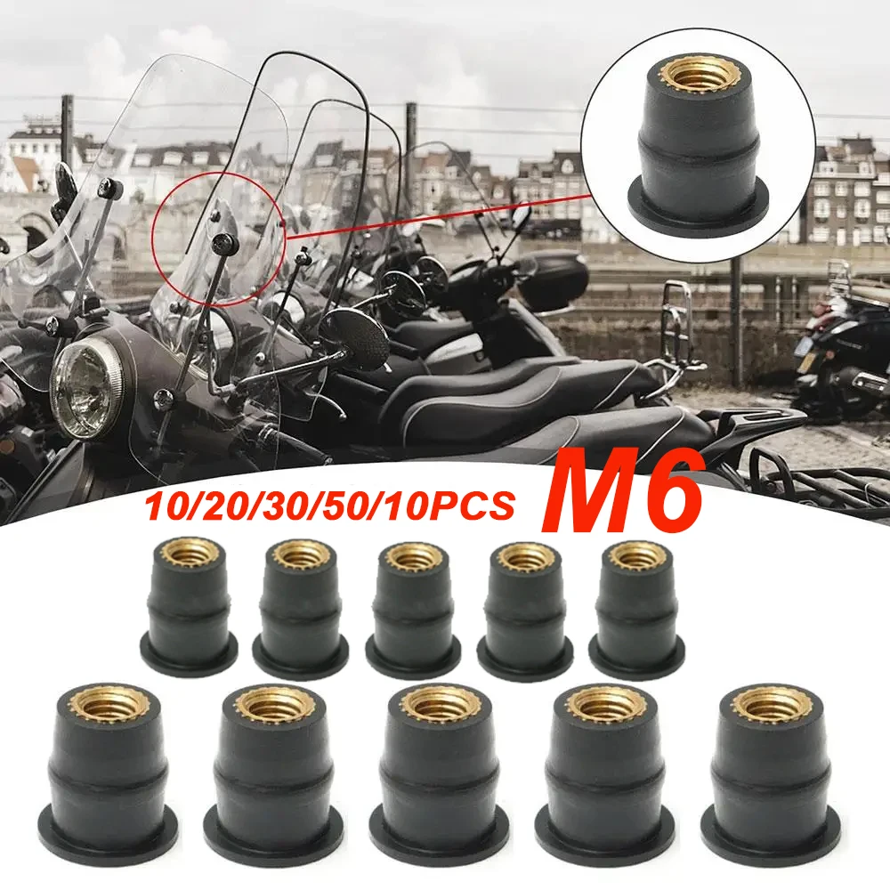 M6 Motorcycle Windshield Screws Bolts Nut Metric Rubber Well Nuts 10/Fastener Screws Bolts Nuts