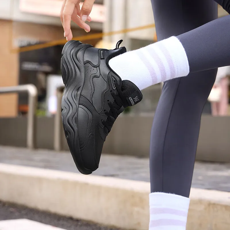361 Degrees Women Running Shoes New Leather Surface Water-repellent Winter Thick-soled Skipping Rope Female Sneakers 682442215