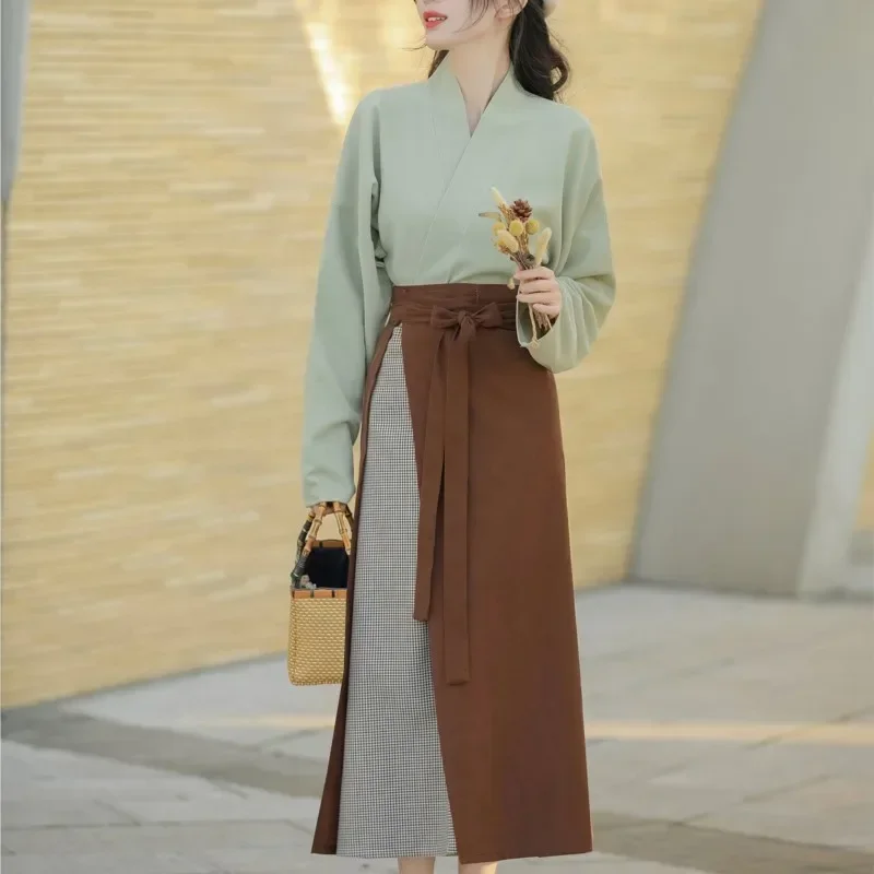 Original Song Han Uniform Women's Modified Aircraft Sleeve Spiral Skirt Daily Han Elements Spring Summer Hanfu Dress