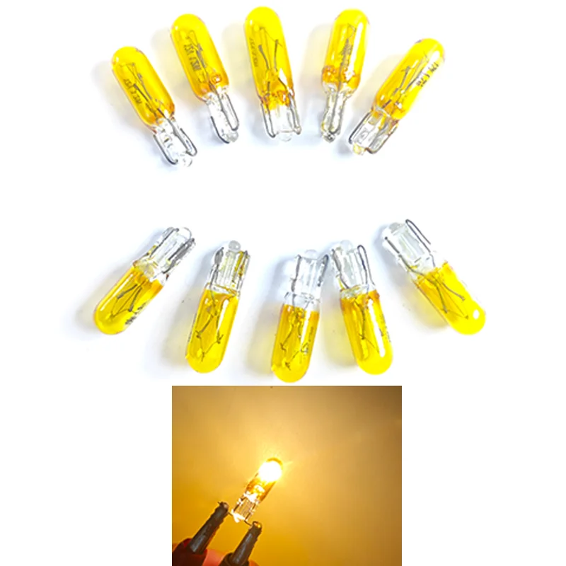 10pcs W2W T5 12v 1.2w Car Halogen Lamp Instrument Lights Dashboard Bulb Auto Interior Light Car Styling Blue Red Amber Yellow