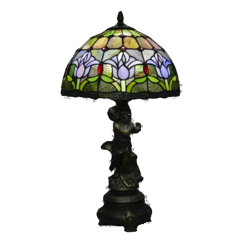 French pastoral tulip atmosphere table lamp for sisters birthday gift bedroom bedside living room decorative lamps