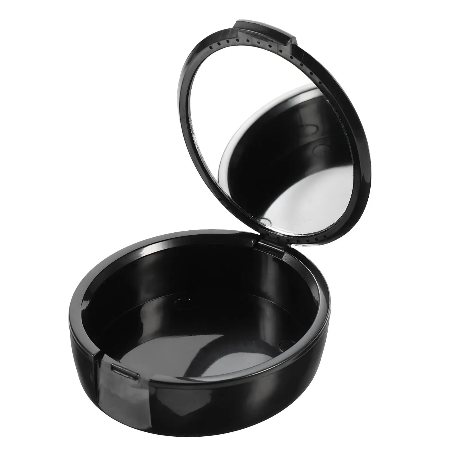 

Portable Denture Storage Box with Mirror Black Travel Case Hygienic Container Orthodontics Keeper Clean Practical