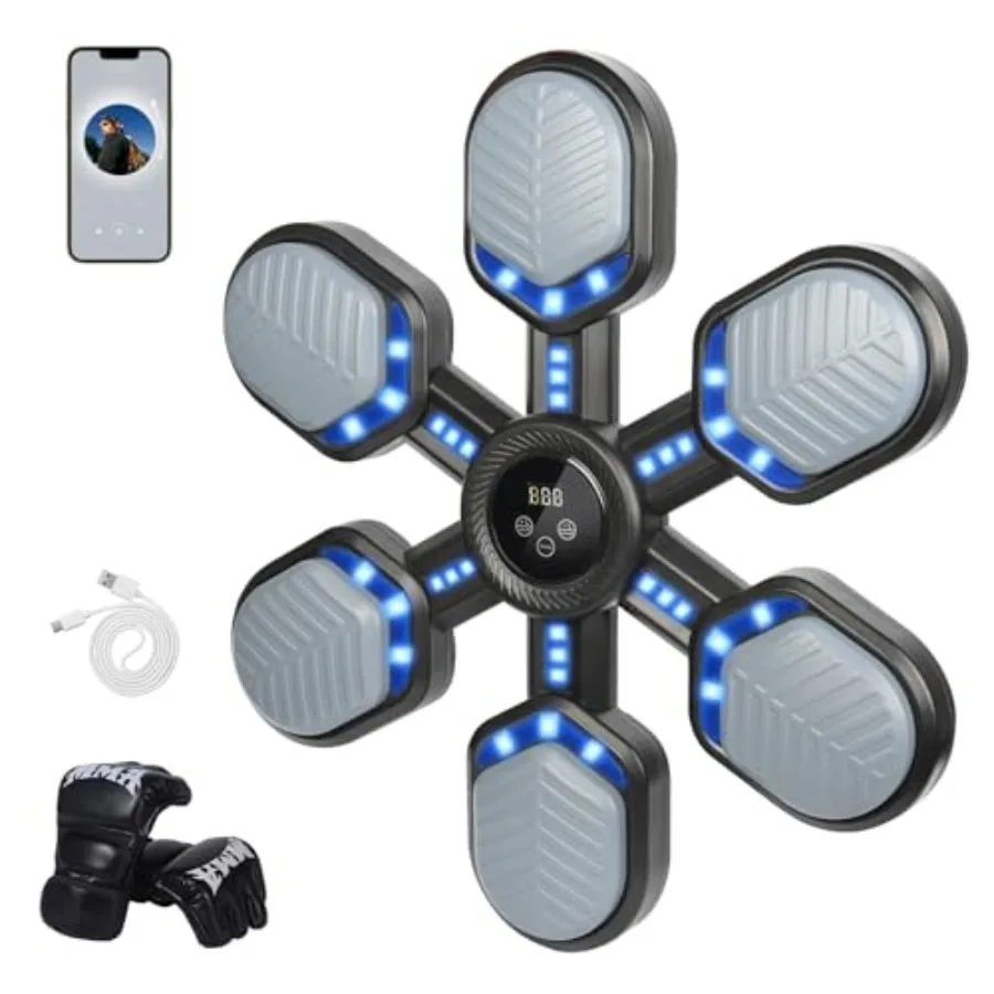 Máquina de Boxeo Musical para Adultos y Máquina de Boxeo con Música Bluetooth con Guantes, Entrenador de Boxeo Interactivo, 9 Modos, 9 Velocidades