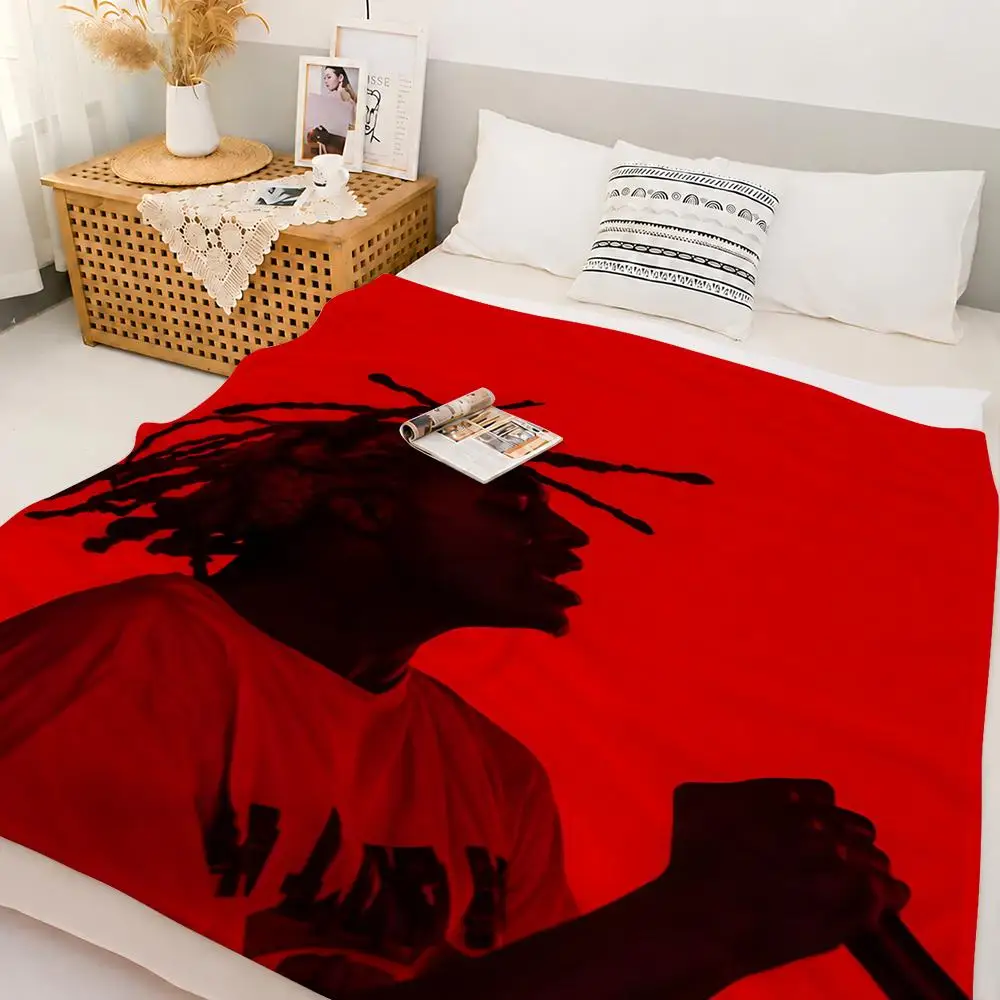 Trending Rapper Playboi Carti Throw Custom Printed Flannel Fleece Blanket for Sofa Bed Office Travel & Camping