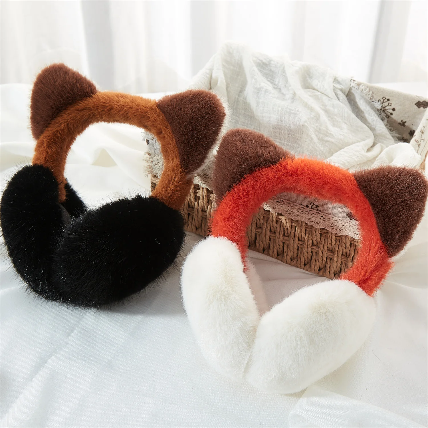 Fox Shape Earmuffs น่ารักสวนสัตว์การ์ตูน topia สัตว์เดียวกันนวัตกรรมสองด้านสีแดงและสีขาวหูผู้หญิง Earmuffs คอสเพลย์ปาร์ตี้