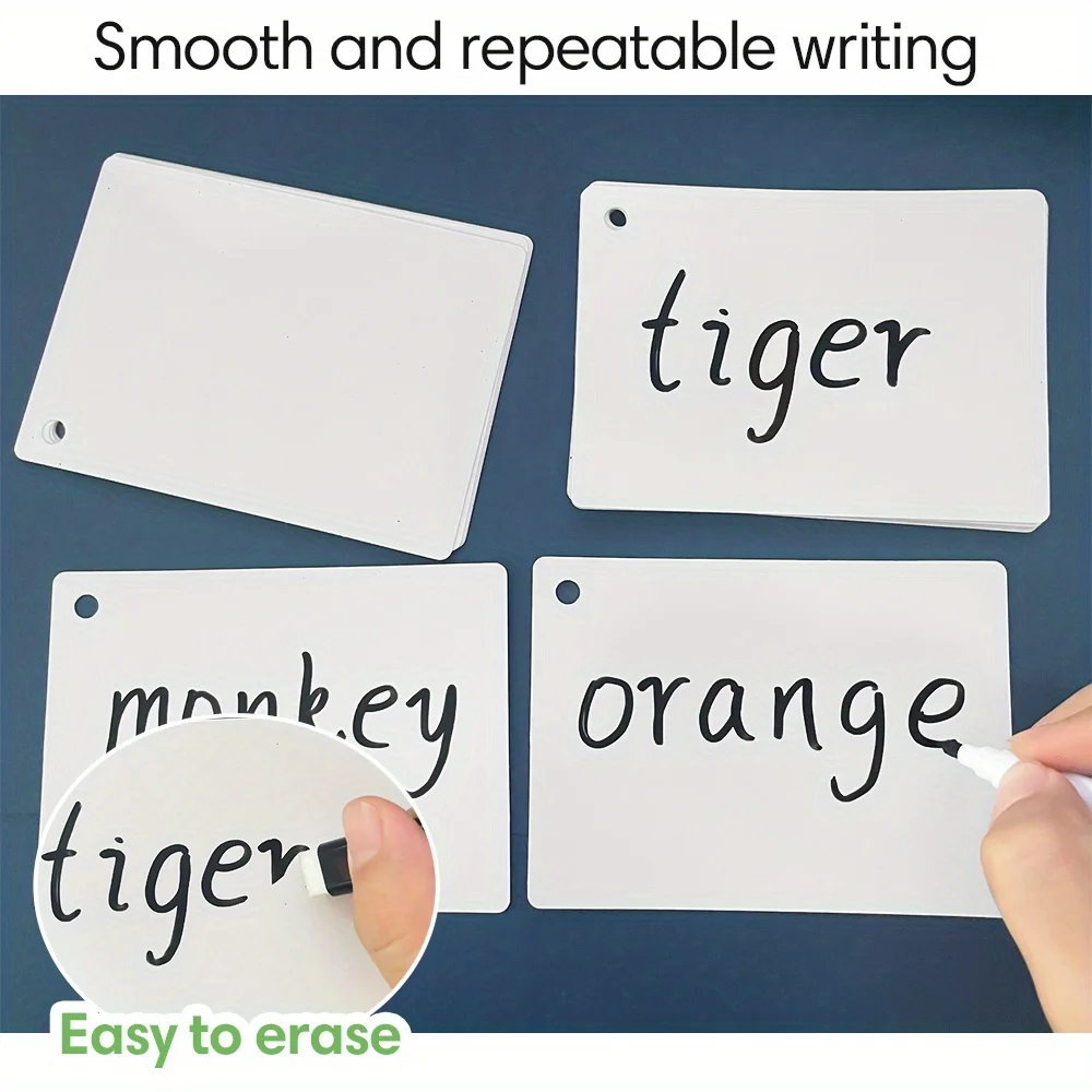 Laminated Erasable Flash Cards 20-Pack Whiteboard Index Double-Sided Dry Erase Resusable Cards for Teachers Paper Material