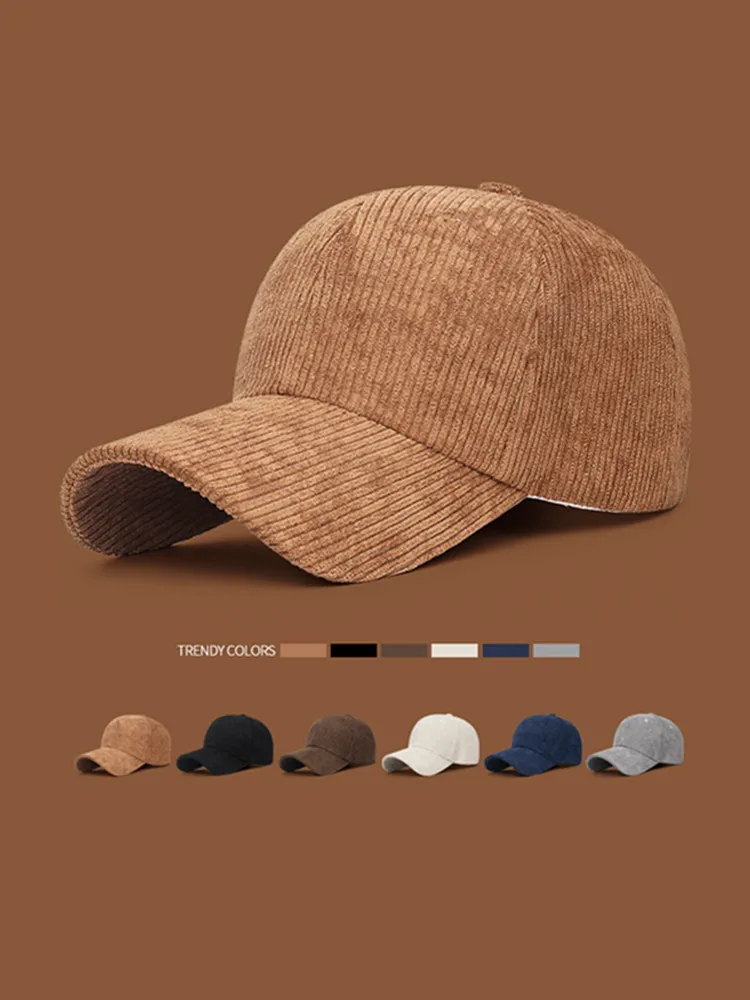 Vielseitige, lässige und bequeme Entenschnabelkappe – einfarbige Unisex-Sonnenschutz-Baseballkappe aus Cord – Detail 1
