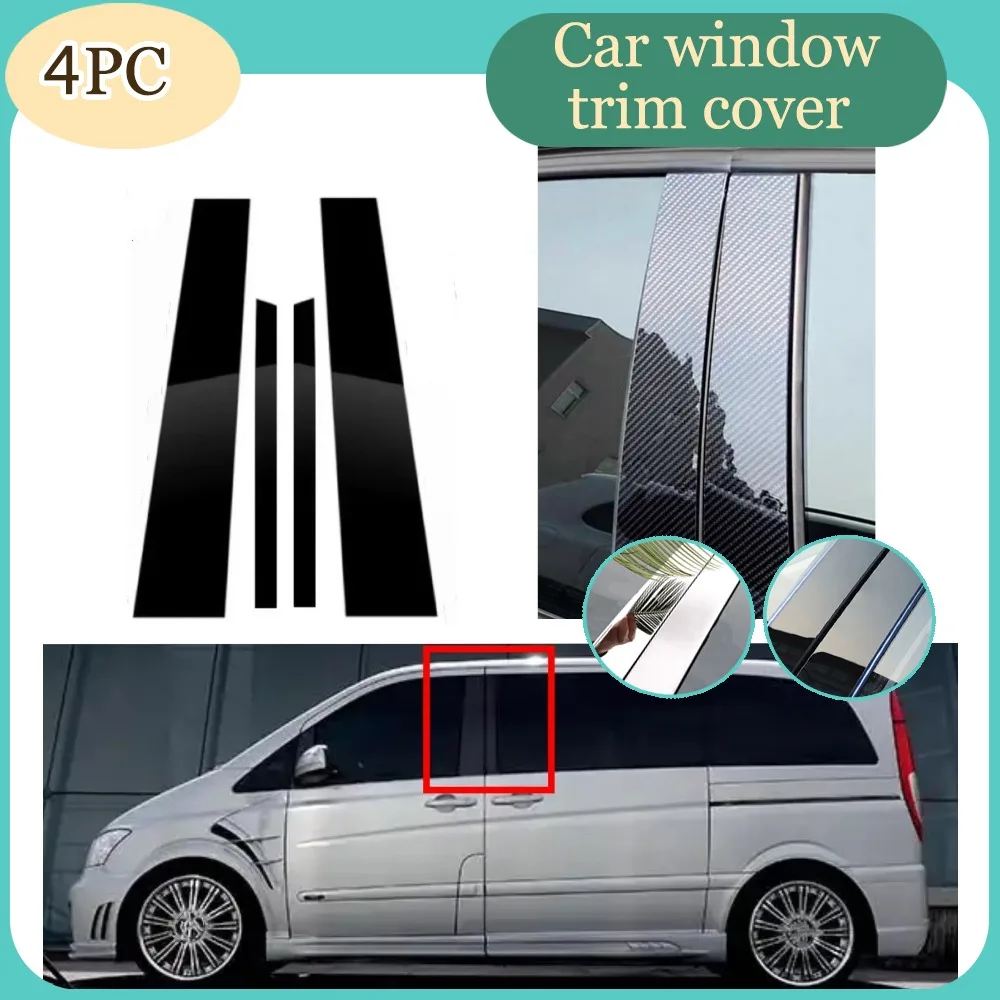 Poste de pilar negro brillante para mercedes-benz V clase W639 Viano Valente 2003-2014, cubierta adhesiva embellecedora BC, columna de ventana y puerta, 4 Uds.