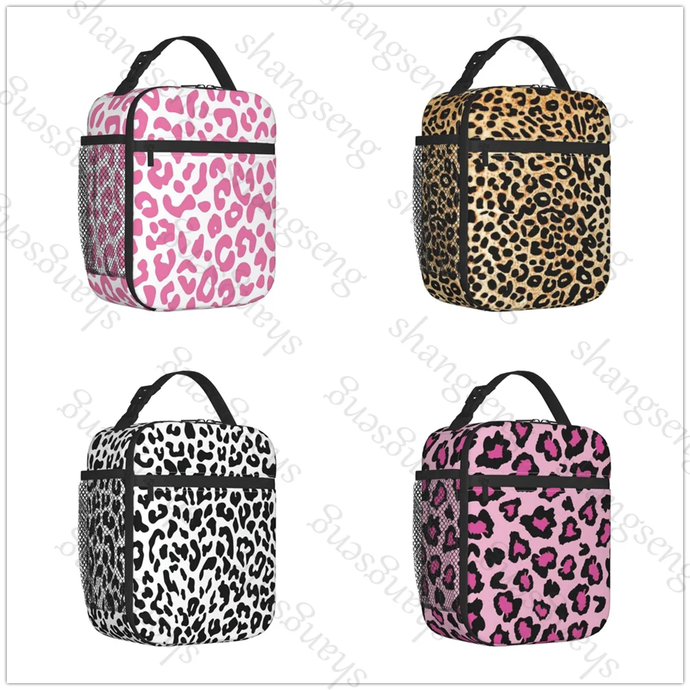 

Leopard print Printed Insulated Thermal Bag Lunch bag Foods Drink Storage Leakproof Picnic Camping Bags Outdoor Box beach