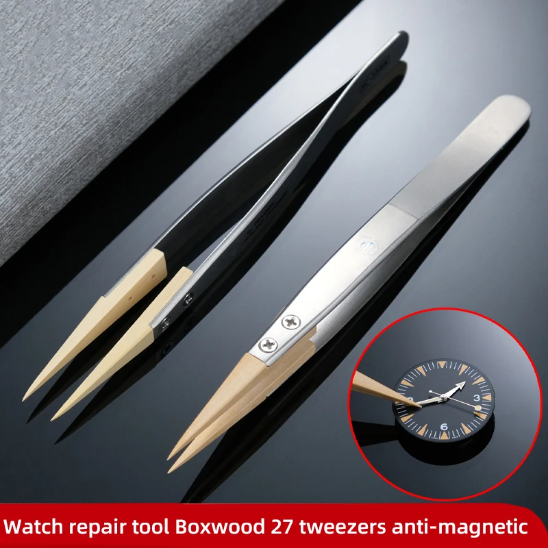 

Watch repair tool, boxwood tweezers, precision anti magnetic tweezers, 27 # pointed tweezers, insulated and not damaging parts