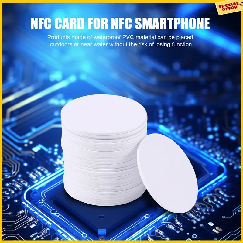 A25P สําหรับ Ntag215 แท็ก NFC, เปล่า PVC เหรียญ NFC การ์ดใช้งานร่วมกับโทรศัพท์มือถือและอุปกรณ์ที่ใช้ NFC ทั้งหมด-(30 ชิ้น)