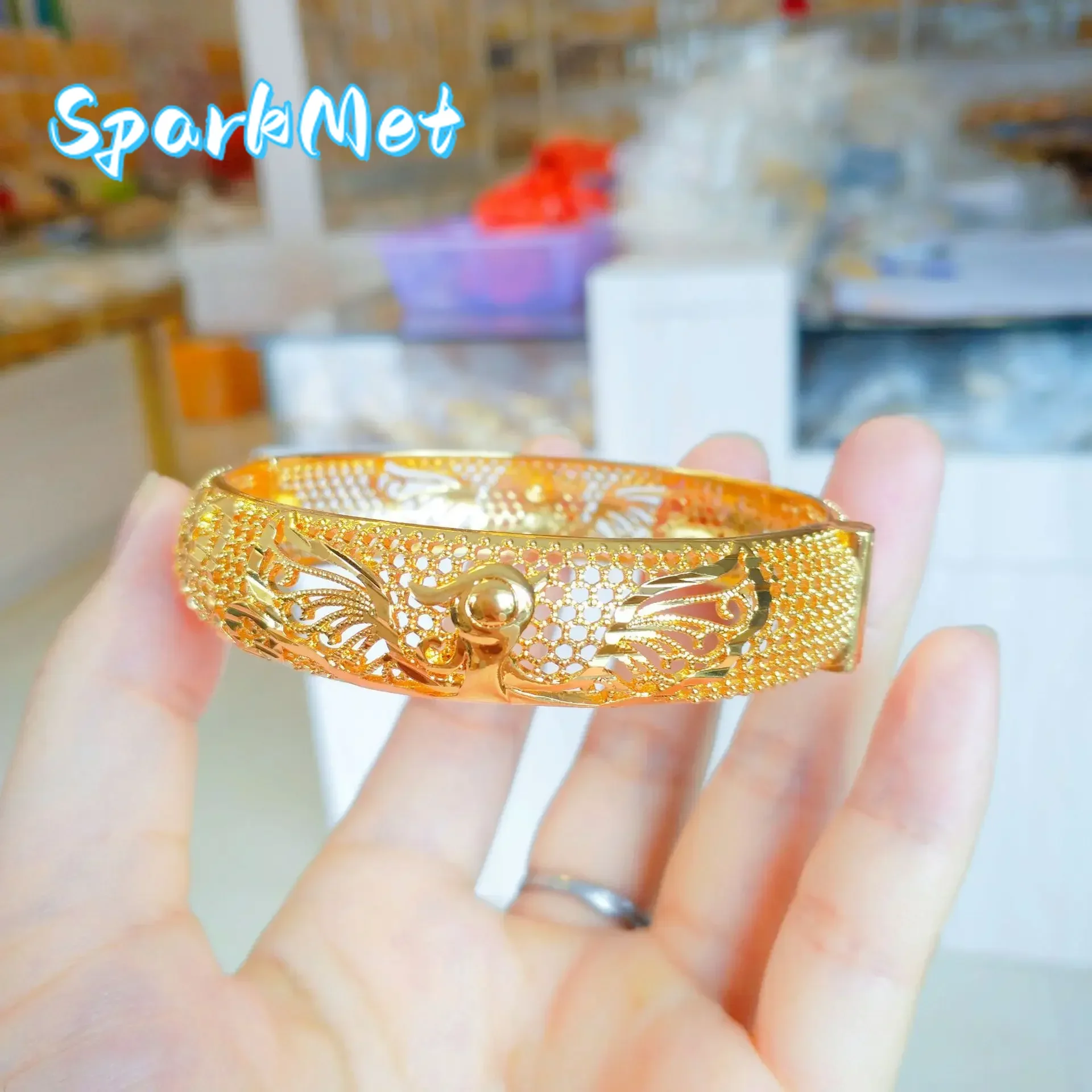 

Рождественский браслет с полой пряжкой в виде павлина 24 карата, женский браслет из настоящего золота 9999, темпераментный легкий роскошный элегантный модный еврейский браслет