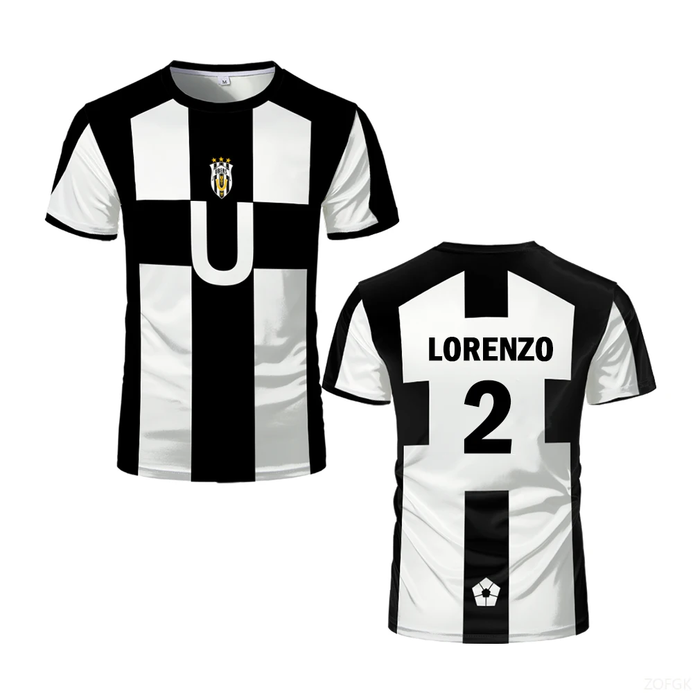 الكرتون أنيمي الأزرق قفل بدلة كرة القدم ثلاثية الأبعاد مطبوعة الأطفال لعب الأدوار تي شيرت الصيف الرجال والنساء قصيرة الأكمام