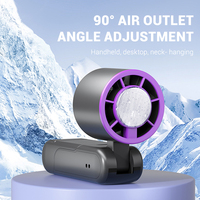Handheld Fan Ice compress high-speed cooling Foldable Portable Neck Hanging Fan with Display USB Rechargeable Office Desktop Fan