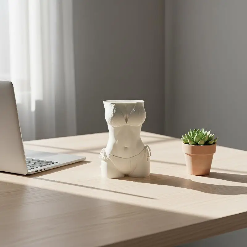 NEW Bikini Body Pen Holder 3D Printed Funny Texture Female Torso Pencil Pot Cool Office Desk Brush Storage Decor Gift For Men - view 5
