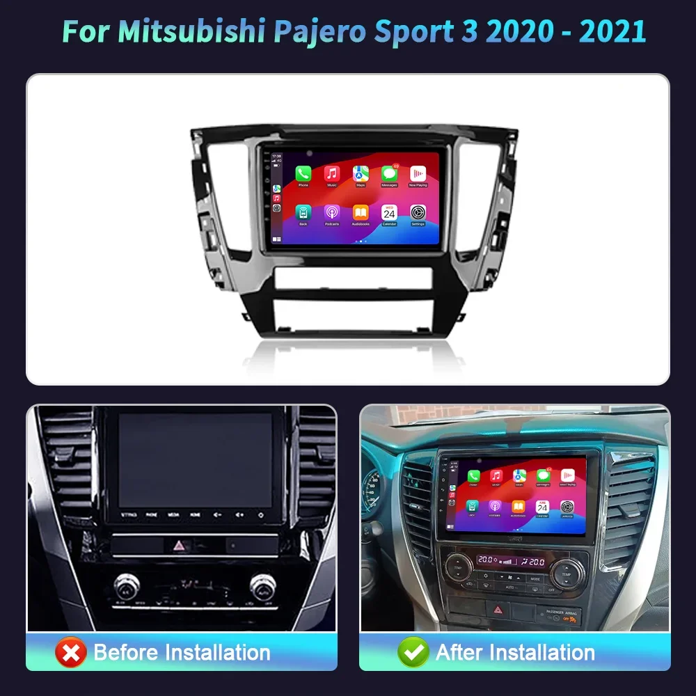 Para mitsubishi pajero sport 3 2020-2021 rádio do carro reprodutor de vídeo multimídia navegação 4g gps sem fio android bt tela carplay