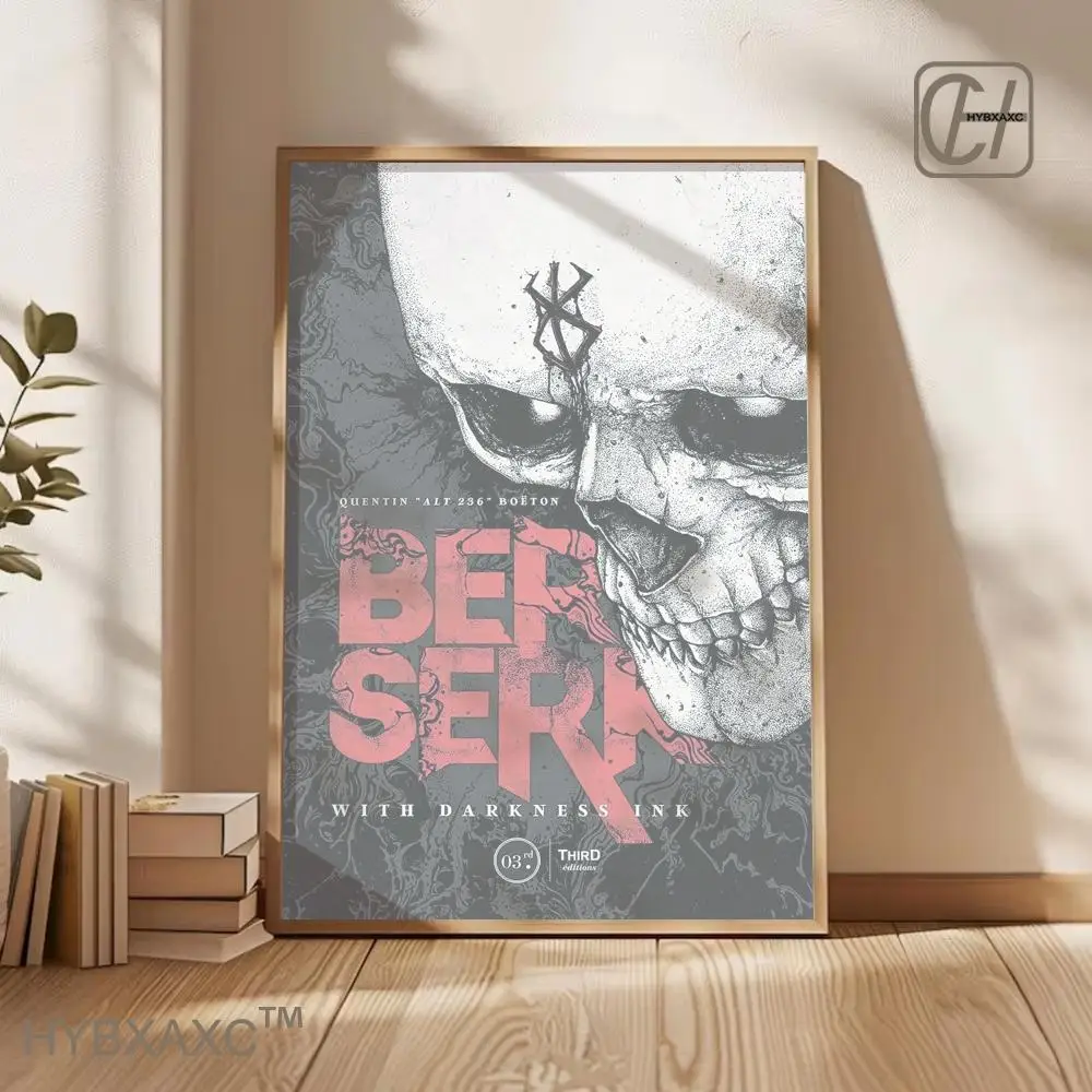 Berserk Guts Poster, Black Swordsman Manga Art Print, Unframed Wall Poster Home Decoration For Anime Lovers Gift Poster Poster H