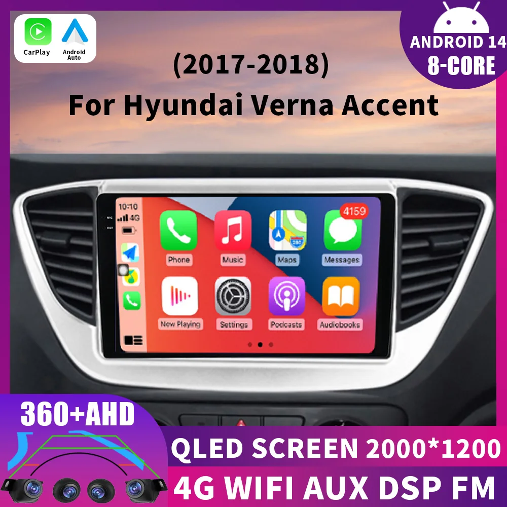 

Android 14 Car Radio For Hyundai Solaris 2 Verna Accent 2017 2018 2019 2020 Multimedia Stereo Player Navigation GPS Head Unit BT