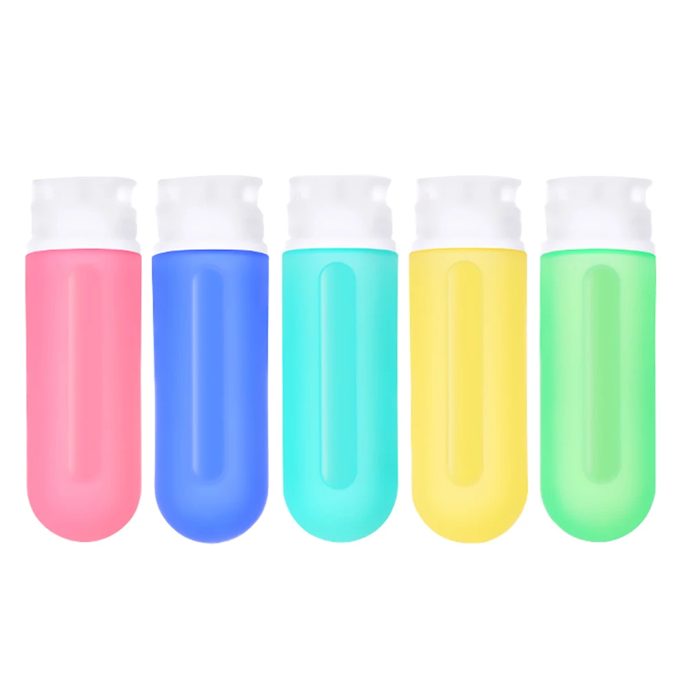 5 pezzi set di bottiglie da spremere bottiglie da viaggio portatili in silicone ricaricabili a prova di perdite per lavaggio del corpo crema detergente per il viso