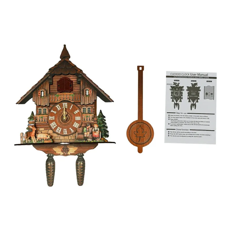 

for Cuckoo Clock,Wall Mount Time Bell Swing Alarm Watch Imitation Wood Style with Easy-to-Read Dials Bird Clock for Living Room
