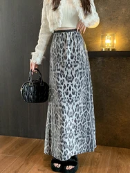 Leopard Print Printed Sequin Hip Long Skirt Elegant Collection New Straight OL Skirts Elastic Waist Slim Women's Clothing Sales