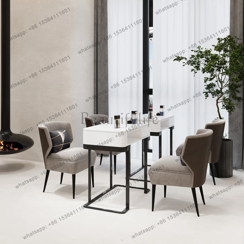 

Italian Design Nail Desk Luxury Profesional Storage Aesthetic Nail Desk Unique Modern Mesa Manicura Nail Salon Furniture