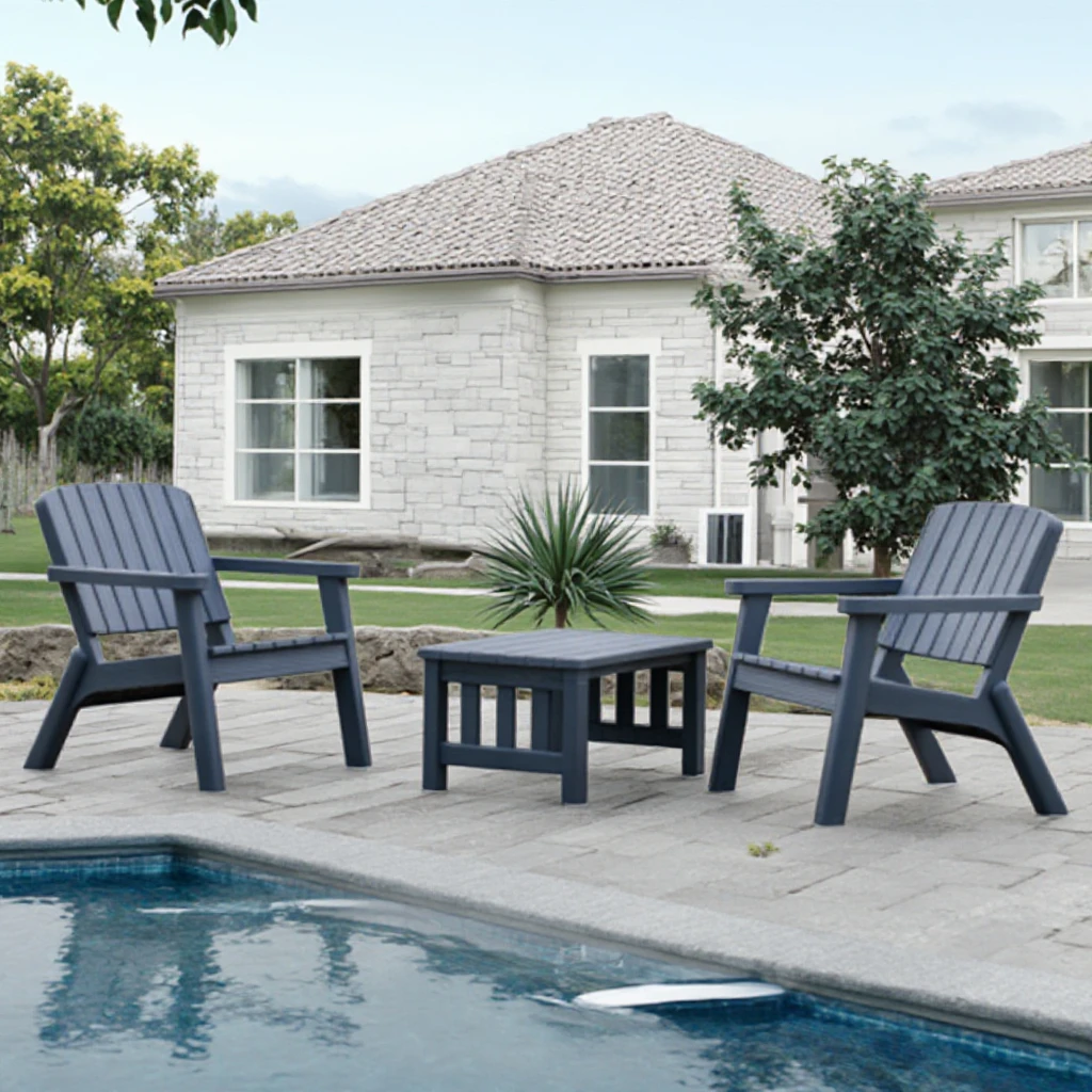 

Modern 3pcs Outdoor Sofa Set PP Plastic Cheap Garden Chair Set for Hotels Villas Parks Courtyards Exteriors