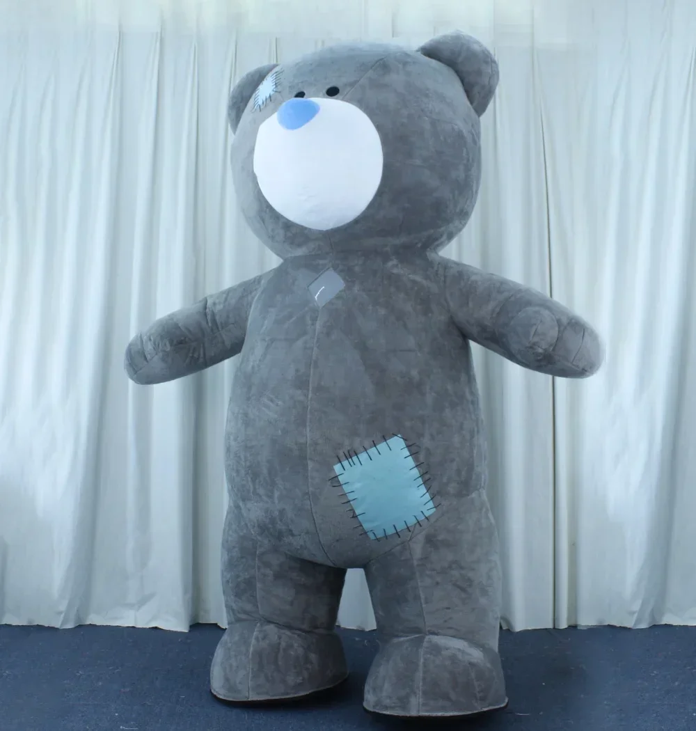

Giant Plush Inflatable Blue Patch Grey Bear Mascot Costume Cartoon Doll Blow Up Outftis Advertising Halloween Carnival Dress