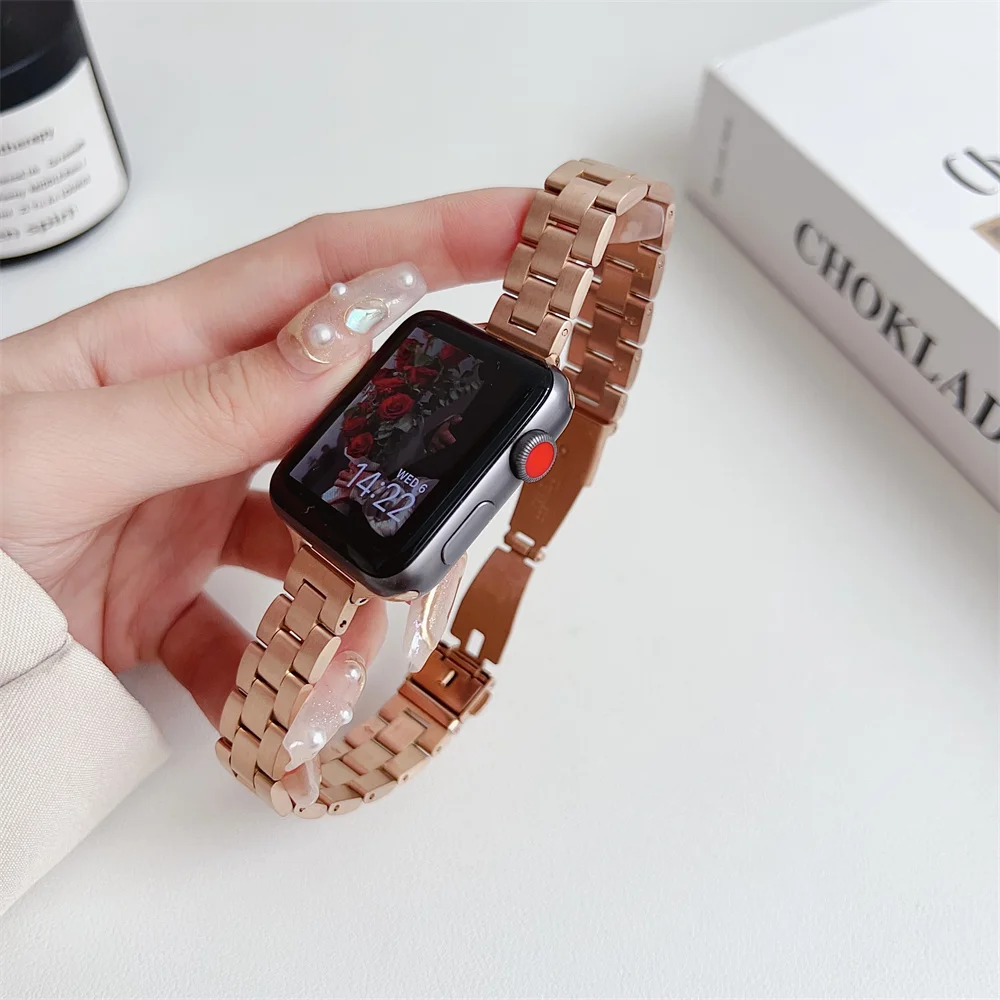 Metallarmband für Apple Watch Armband 44mm 40 45 41 46 42 38mm Schlankes Armband Correa iWatch Ultra 2 49mm Serie 10 9 8 7 6 SE 5 4 3