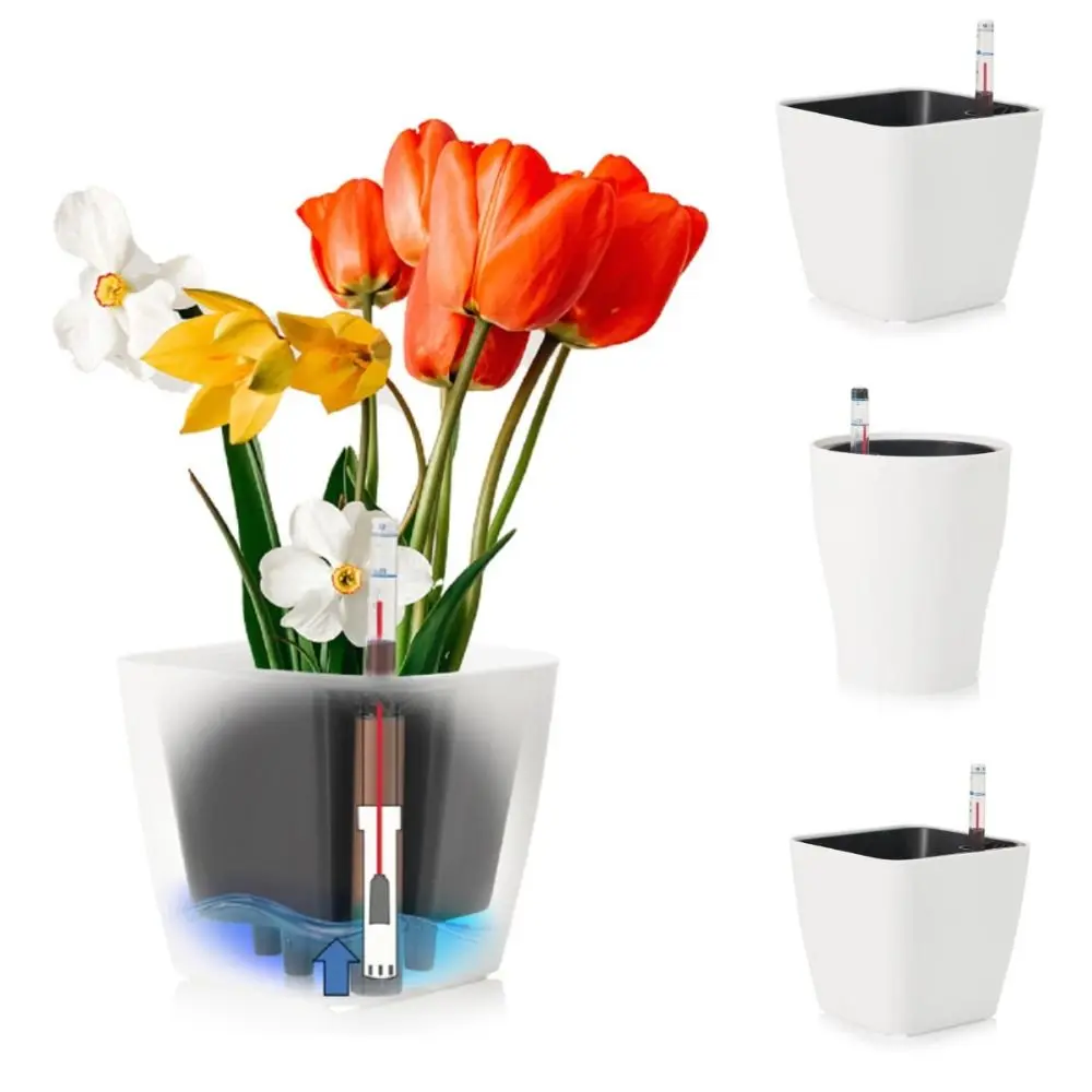 Durable With Water Level Meter Self-Watering Plant Pots Double Layer Home Decor Absorbent Planter Self-Watering Pot Home