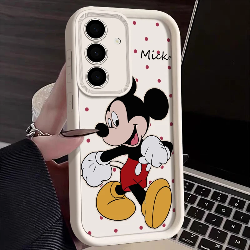 Disney Walk Mickey Mouse Cute Red Wave Point Phone Case For Samsung A 14 15 S 21 22 23 24 25 35 52 53 54 5G Plus Y2K Lucky Cover